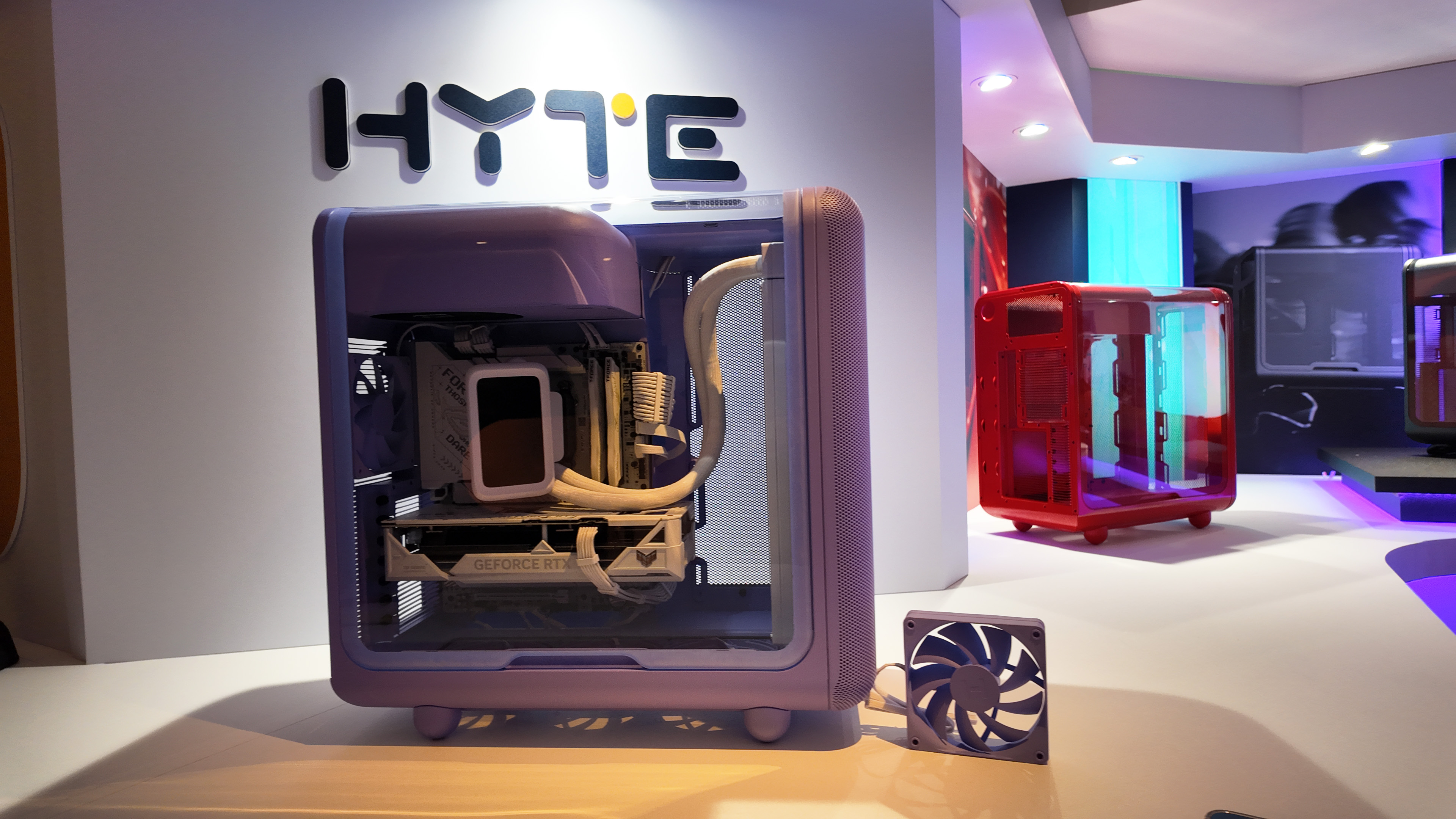 Hyte's booth at Computex 2025, where it showed off brand new colourful PC cases.
