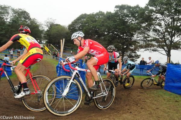 Ian Field (Hargrove Cycles) leading the race through some tight turns