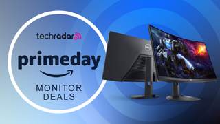 Two Dell monitors with text that says Amazon Prime Day monitor deals