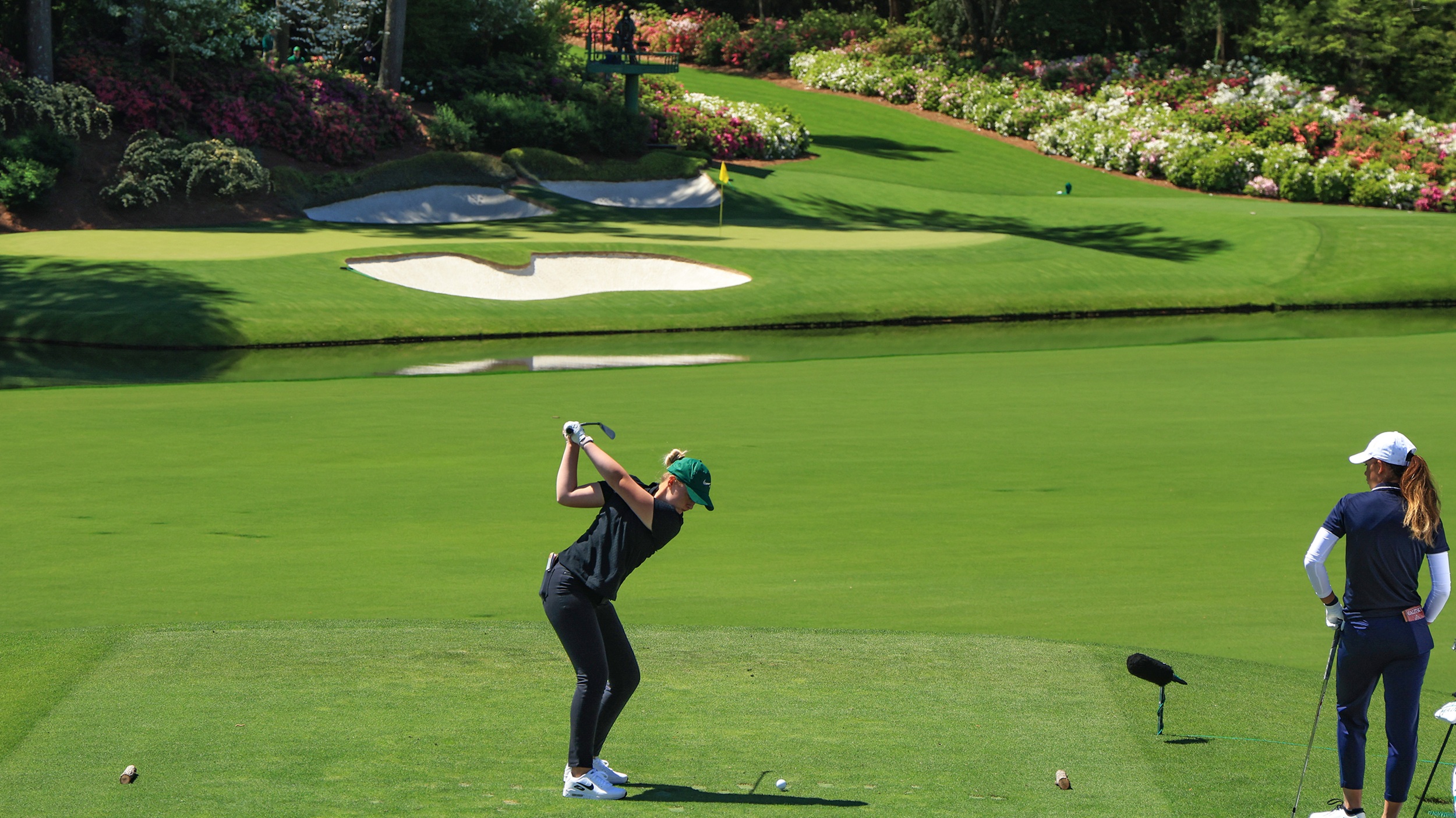 Bailey Shoemaker pictured hitting a shot at the Augusta National Women's Amateur at Augusta National