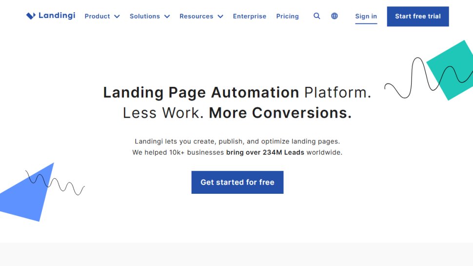 Website screenshot of Landingi (August, 2025)