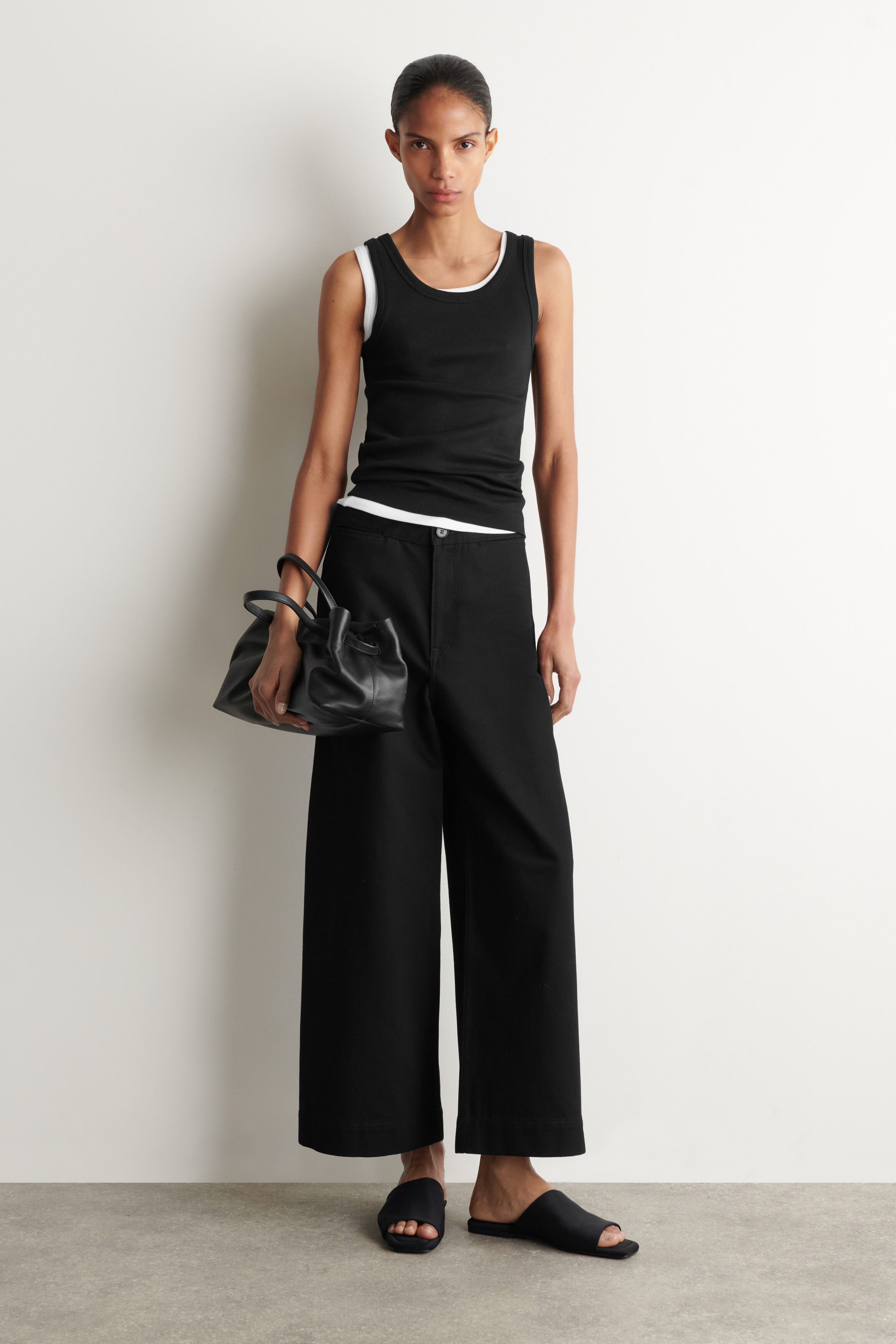 Cropped Wide-Leg Denim Pants