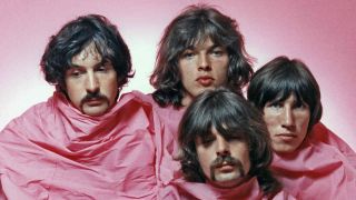 Pink Floyd posing for a photograph in the early 1970s