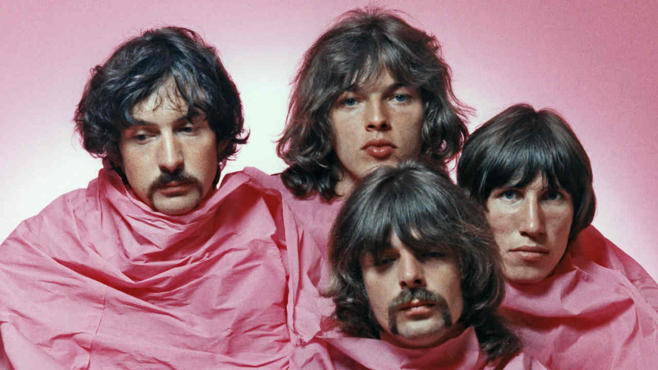 Pink Floyd posing for a photograph in the early 1970s