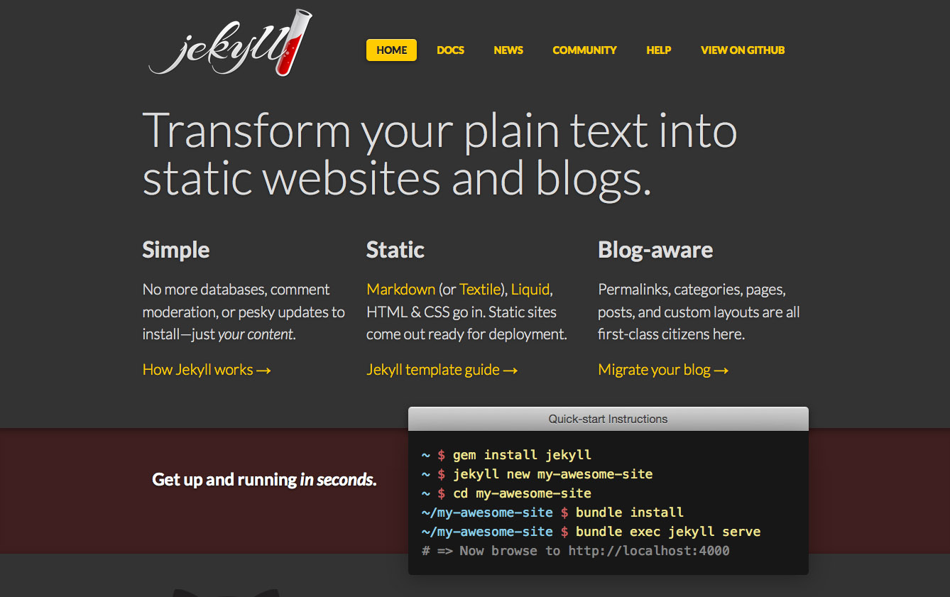 Jekyll website screenshot