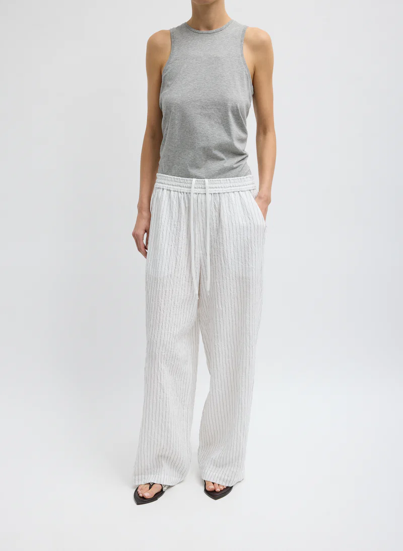 Tibi, Crinkle Stripe Summer Suiting Wide Leg Pull On Pants