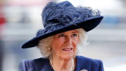 Duchess Camilla of Cornwall attends a Service of Thanksgiving for the life and work of Sir Donald Gosling at Westminster Abbey