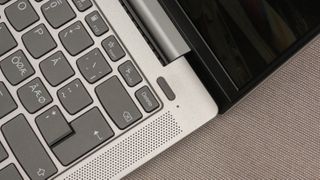 Close up of Lenovo IdeaPad 5 14-inch speakers and power button