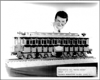 Wayne Wesolowski with his scale model of Abraham Lincoln's funeral train.