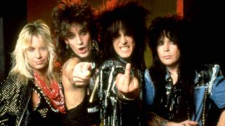 Motley Crue posing for a photograph in 1987