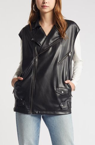 Faux Leather Moto Vest