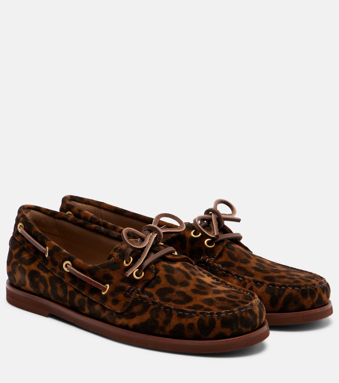 Vandee Leopard-Print Suede Boat Shoes
