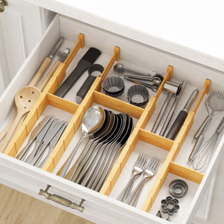 Bamboo Drawer Dividers with Inserts and Labels