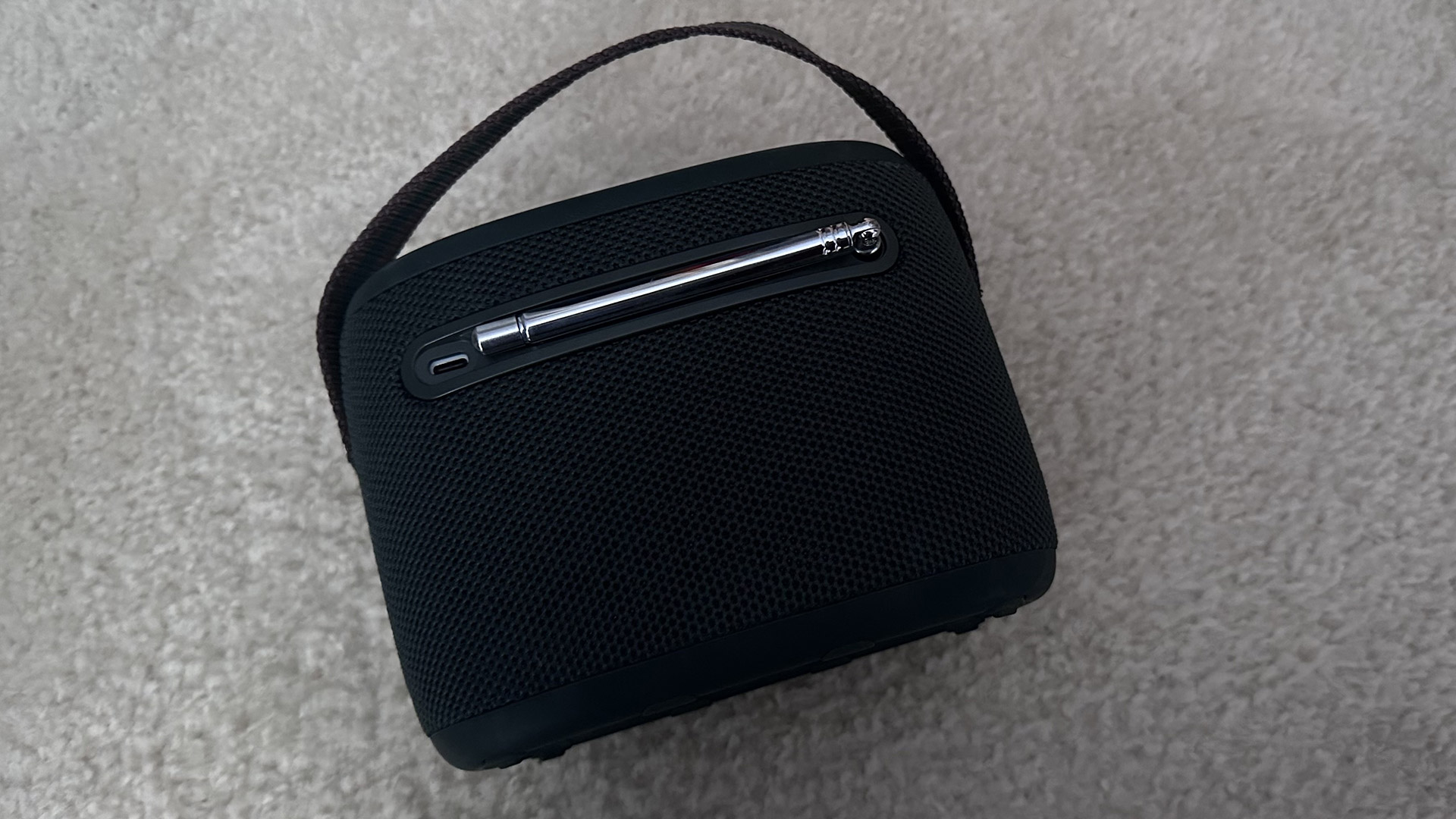 The Pure Woodland Bluetooth speaker with DAB radio facing down