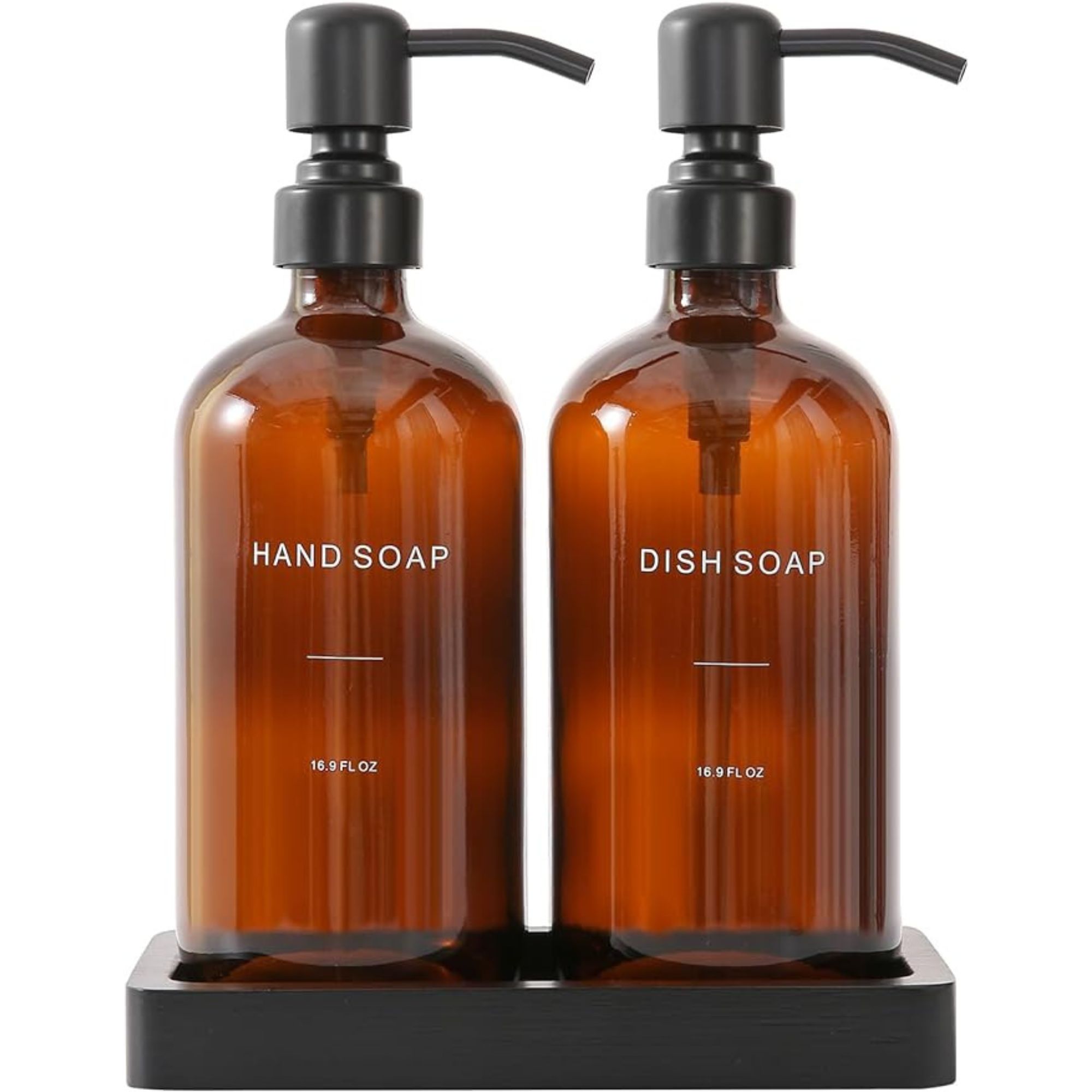 Amber Soap Dispenser Set