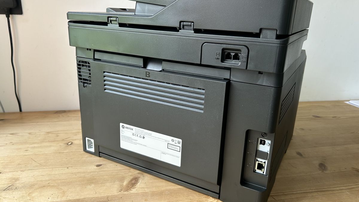 The Xerox C255a on a table in a home office during our tests