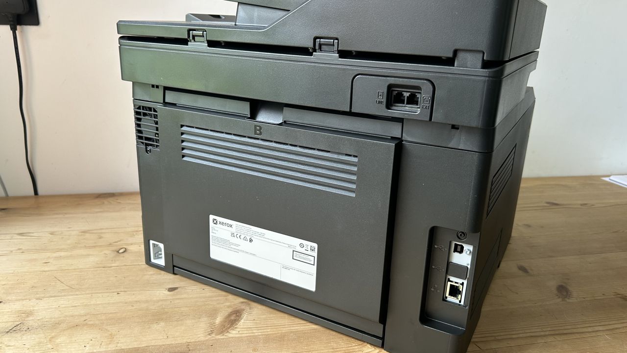 The Xerox C255a on a table in a home office during our tests