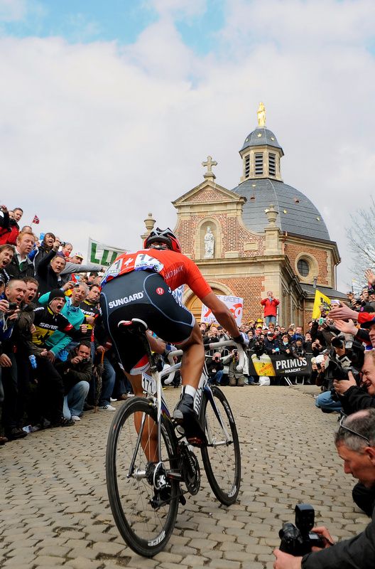 The site of Fabian Cancellara's race winning move in 2010, the Muur van Geraardsbergen