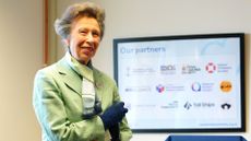 Princess Anne, Patron of The Naval Children's Charity, unveils a plaque during a visit to celebrate the charity's 200th anniversary, on September 24, 2025