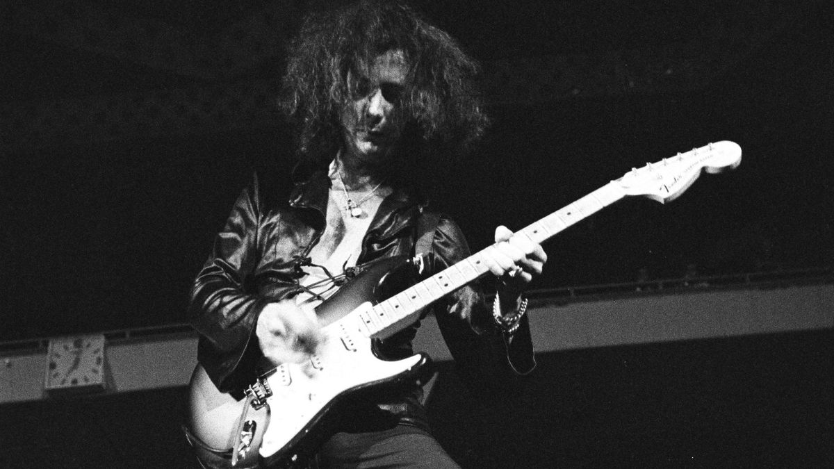 Ritchie Blackmore playing guitar with Deep Purple at Nippon Budokan, August 17th, 1972.