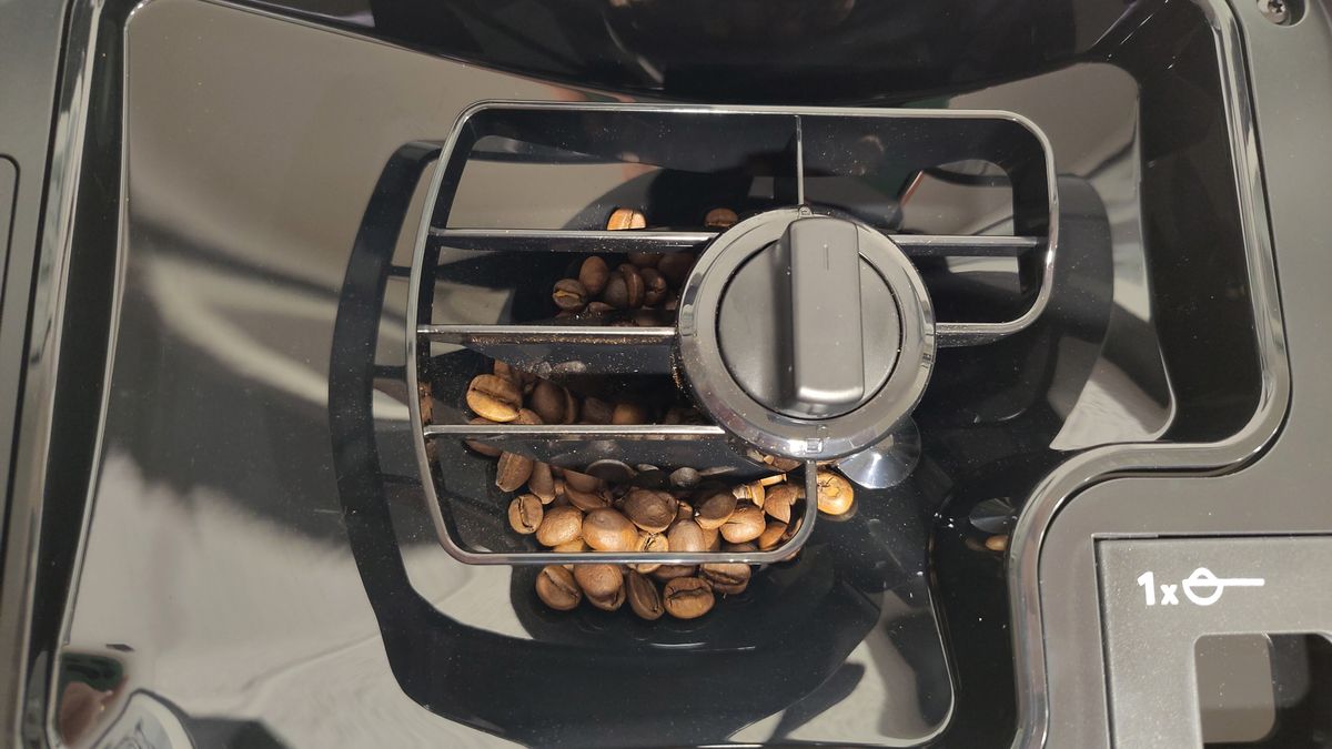 Bean hopper inside KitchenAid Fully Automatic Espresso Machine KF6