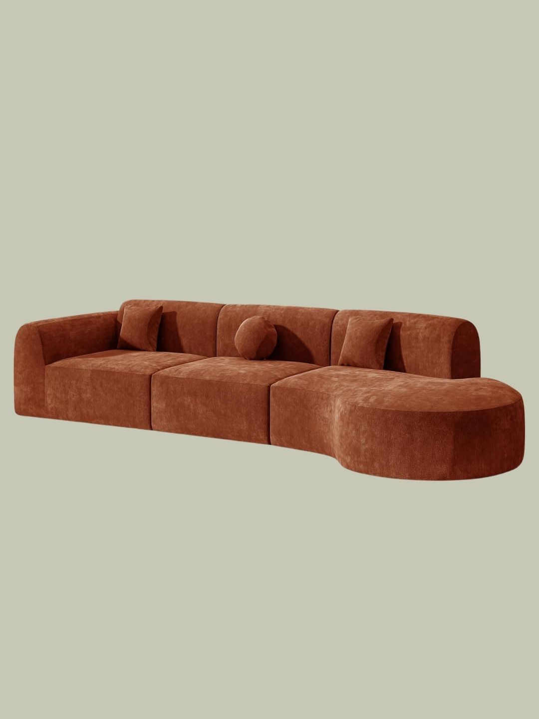 TEVUTEVU, Modern Curved Sectional Sofa With Chaise Lounge