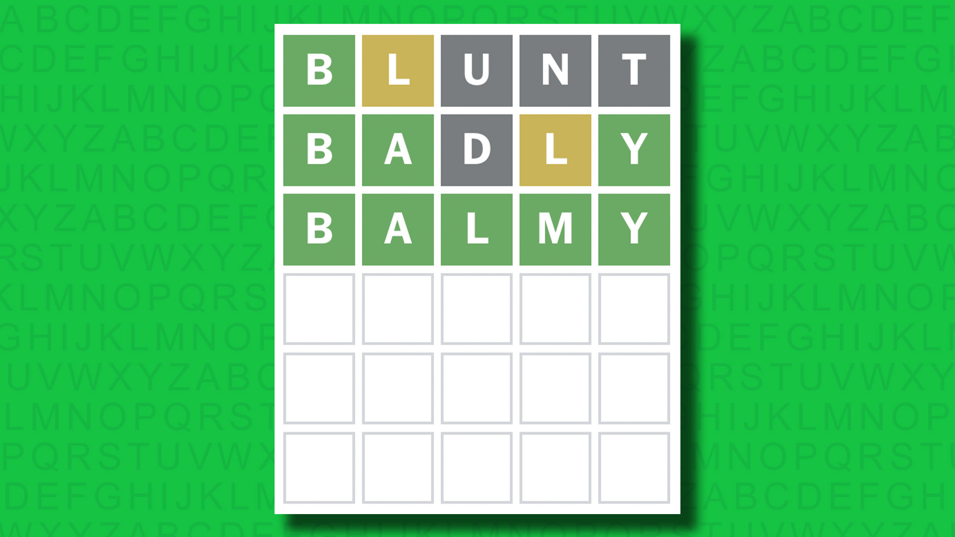 NYT Wordle answer for game 1419 on a green background