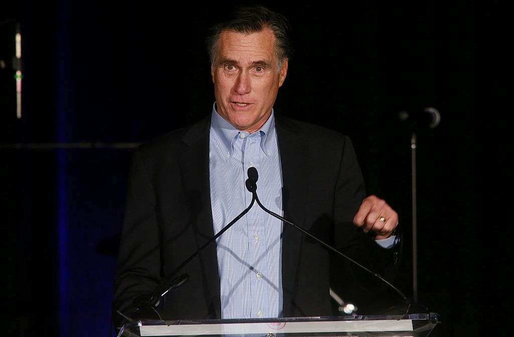 Mitt Romney speaking at a Republican National Committee meeting