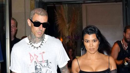 new york, new york september 11 travis barker and kourtney kardashian out and about on september 11, 2021 in new york city photo by gothamgc images