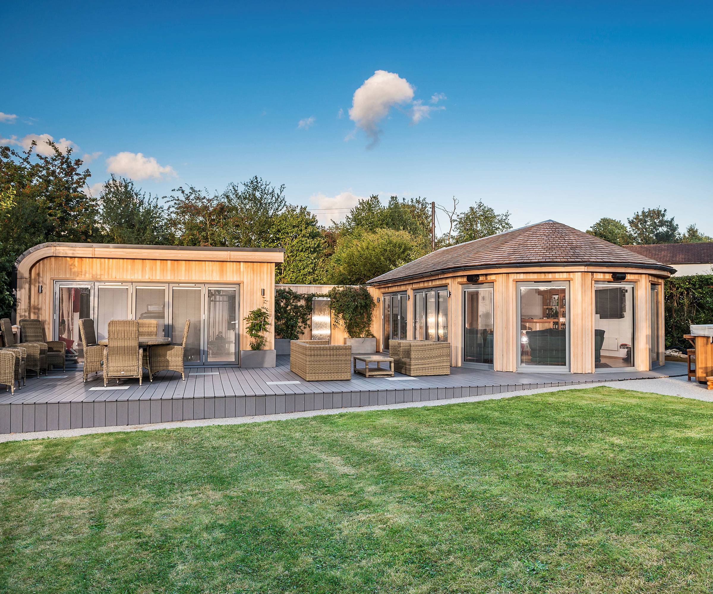 multi function bespoke home office with dining area and deck