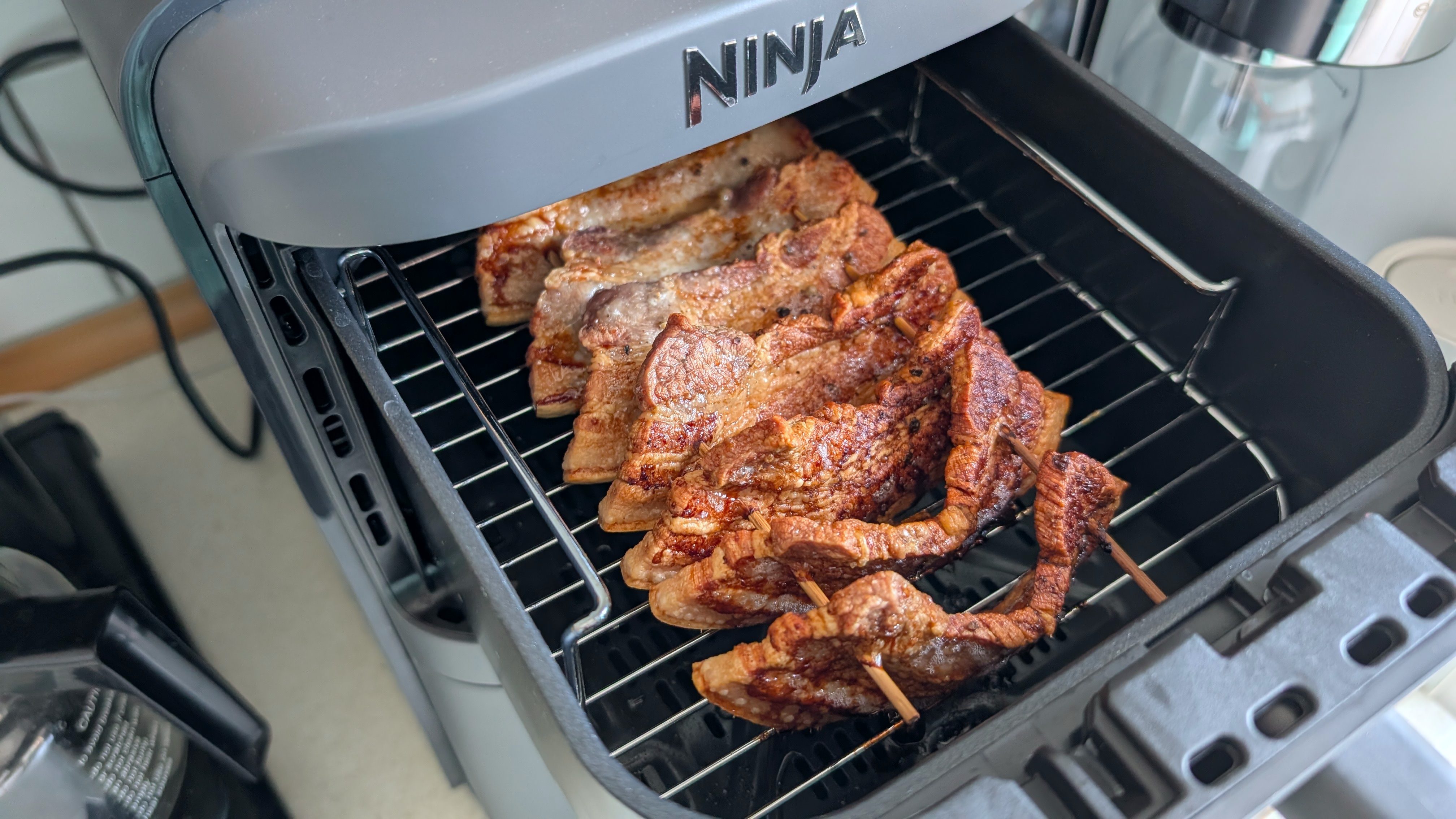 Meat skewers cooked using Ninja Double Stack XL Air Fryer