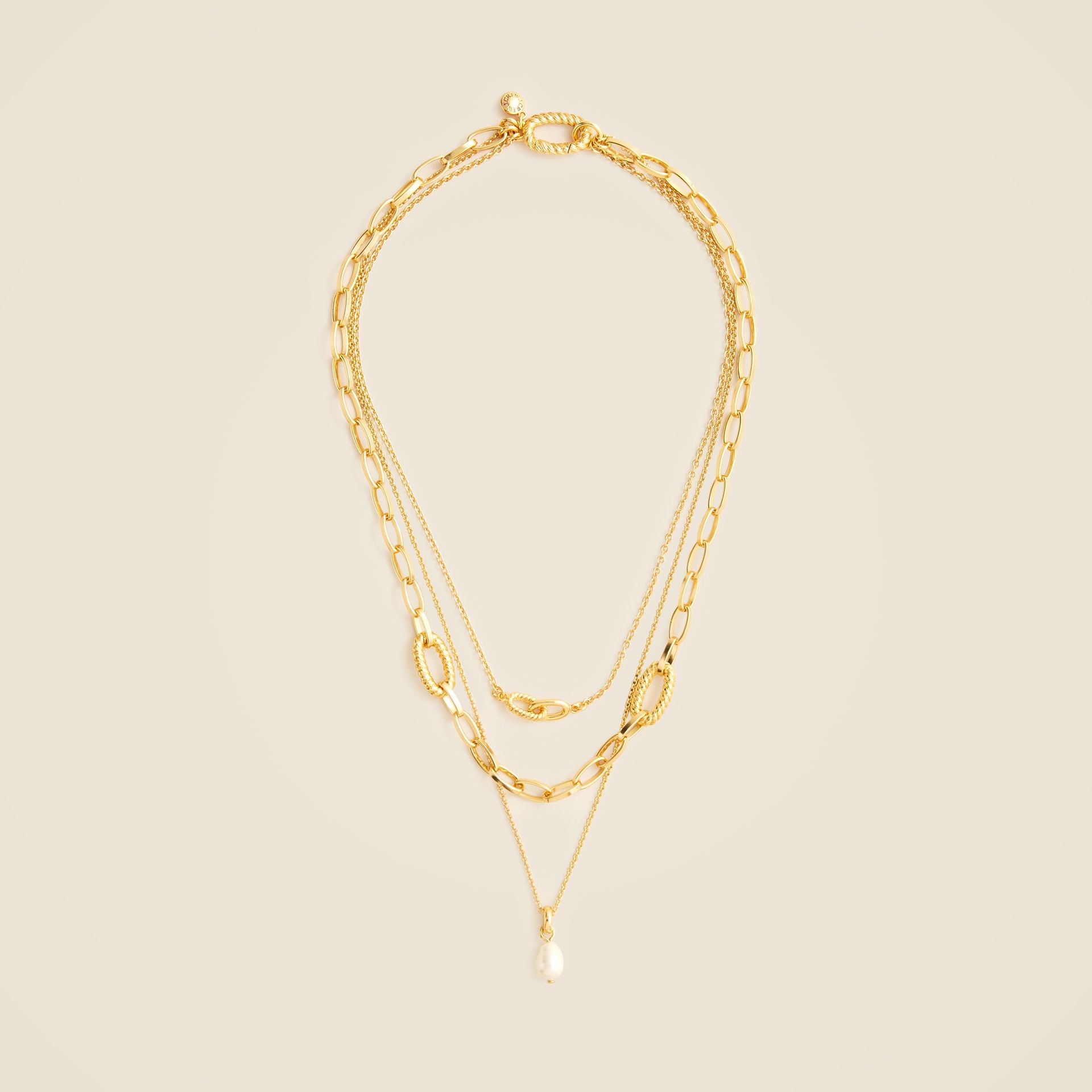 Chainlink Necklaces Set-Of-Three With Pearls