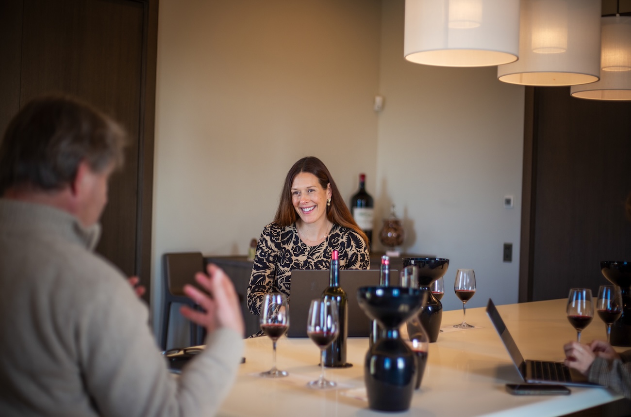 Georgie Hindle tasting at Troplong Mondot