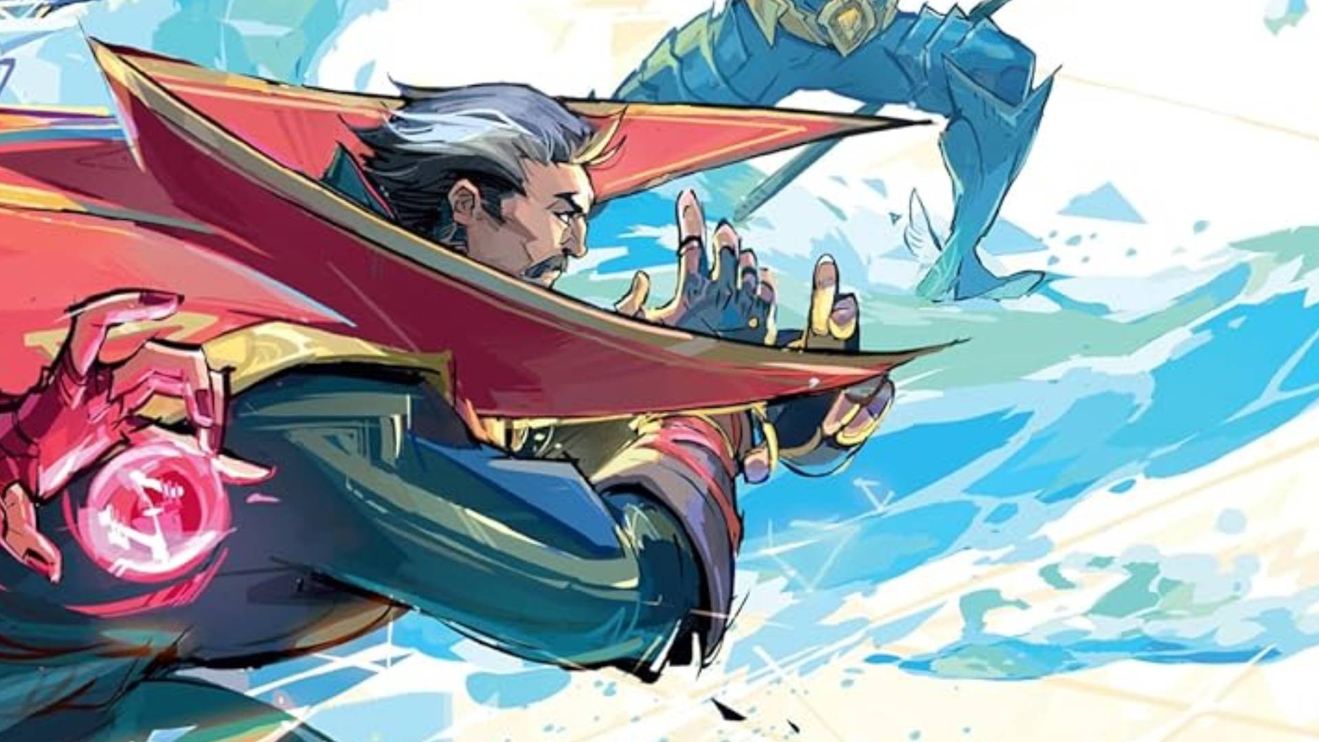 Close up of Doctor Strange as seen on the cover of the Art of Marvel Rivals artbook by Dark Horse Books.