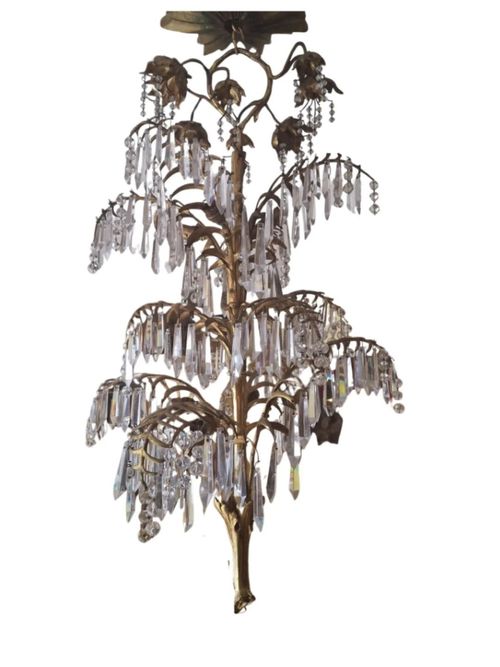 19thc Art Nouveau Gilt Bronze Palm Chandelier - an Original by Josef Hoffmann
