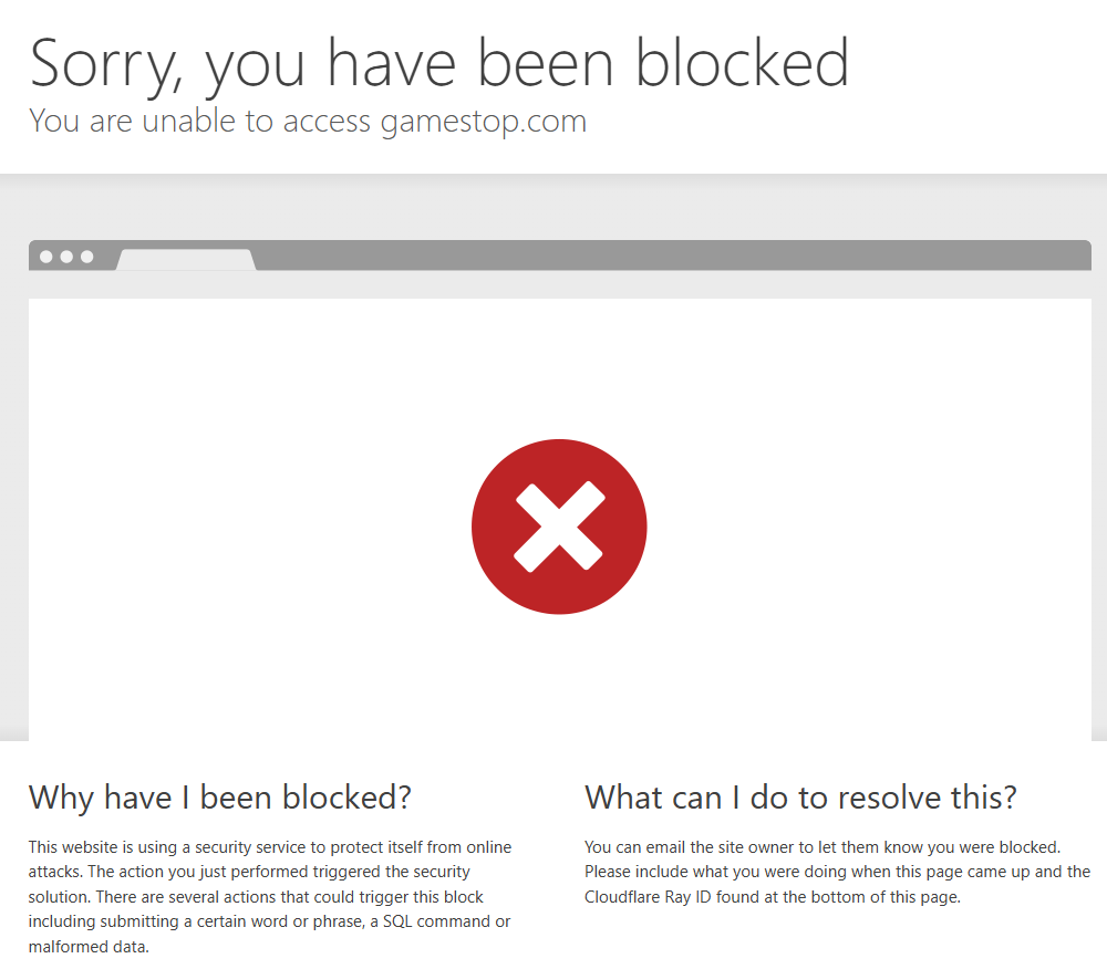 Gamestop's website right now 01-21-26