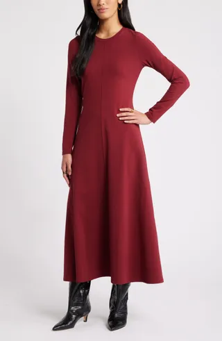 Nordstrom Long Sleeve Crewneck Maxi Dress