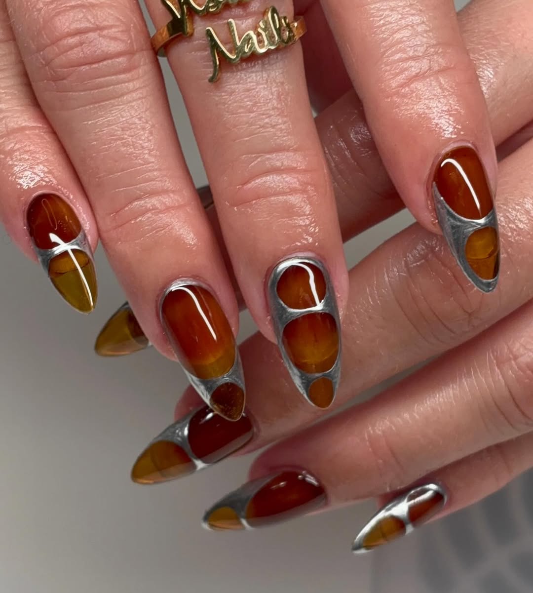 jelly nails with chrome