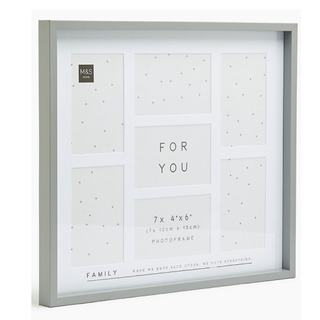 family photo frame with grey frame and white background