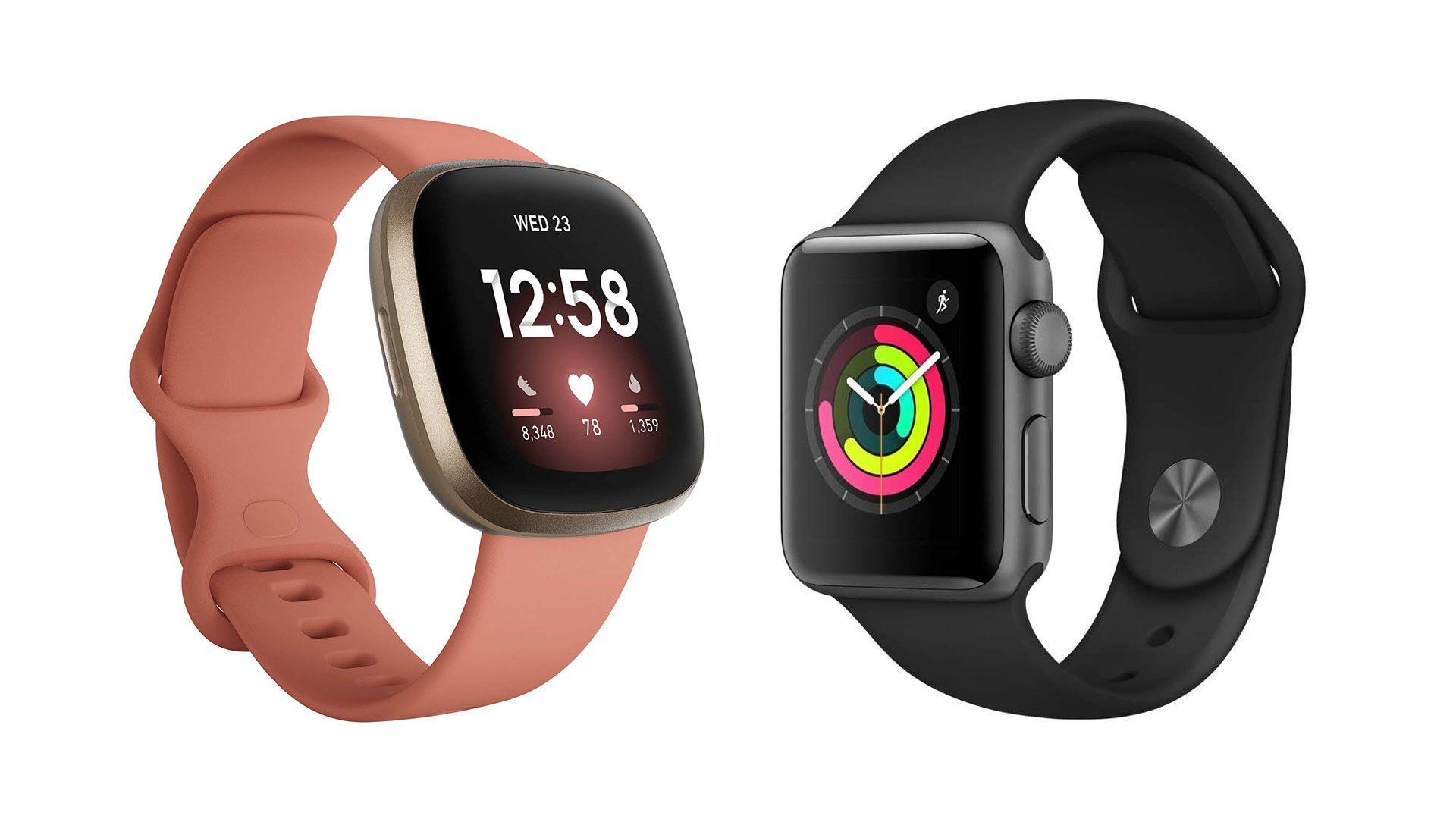 Fitbit vs Apple Watch: Which is better? image shows fitbit and apple watch side by side