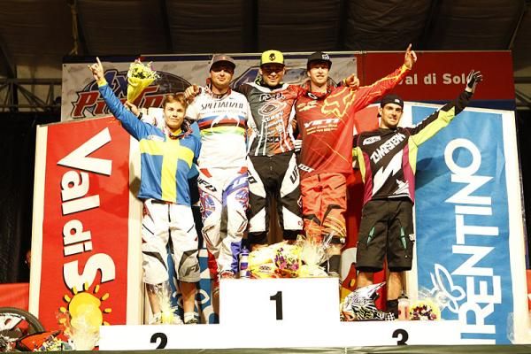 Elite men's podium of 4X Pro Tour in Val di Sole