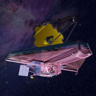 This artist's impression of NASA's James Webb Space Telescope shows the spacecraft completely deployed in space.