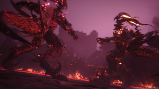 Two monsters battle in FF16