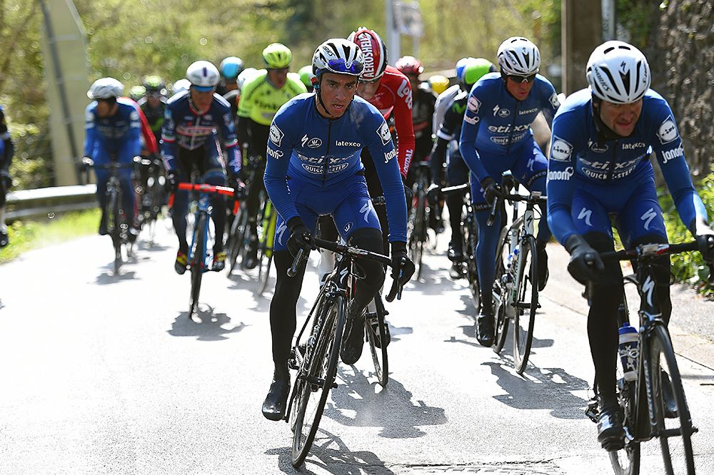 Julian Alaphilippe at the front at Liege-Bastogne-Liege