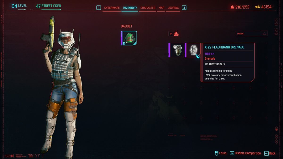 Cyberpunk 2077 health and grenade items