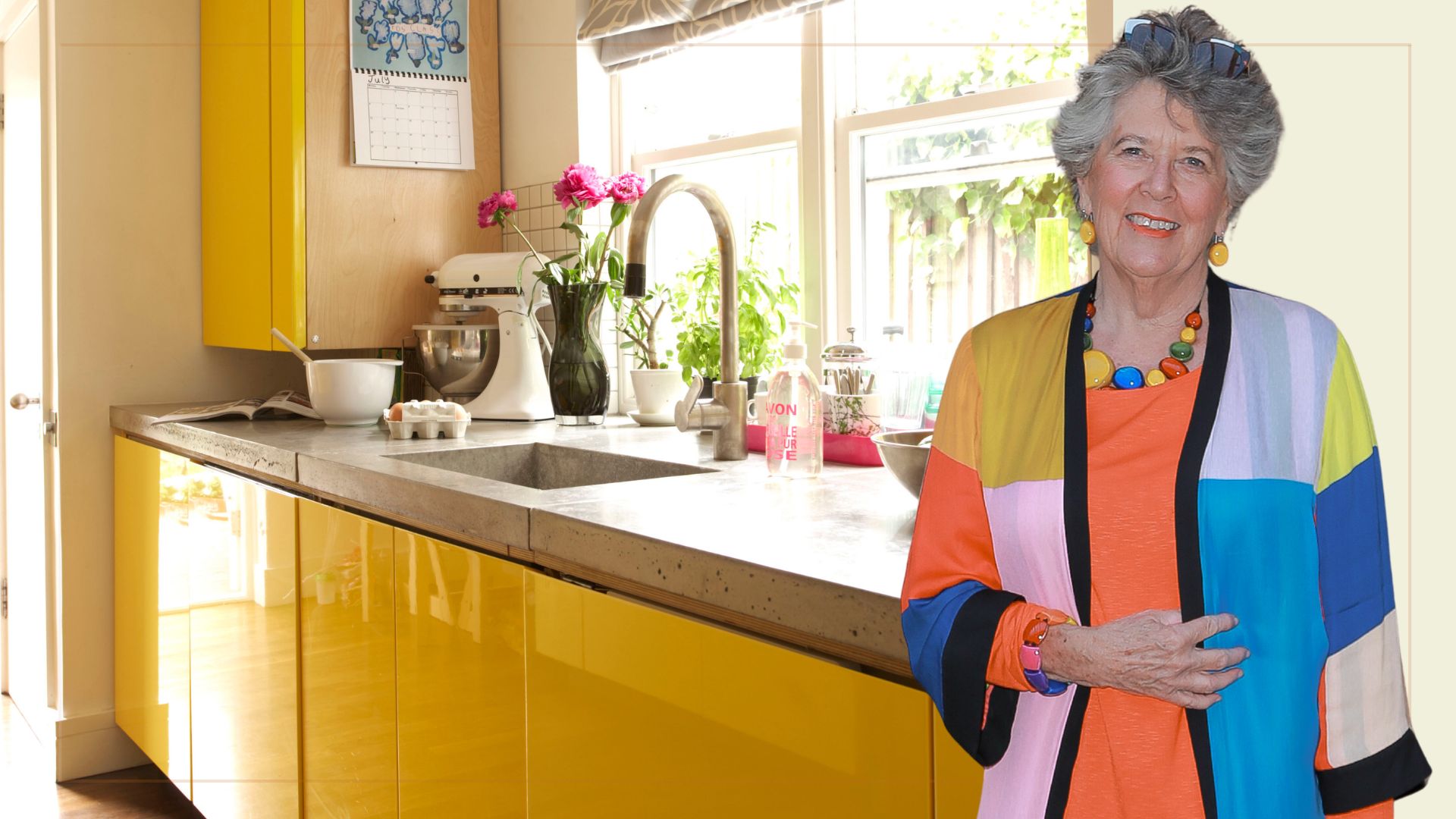 Prue Leith yellow kitchen
