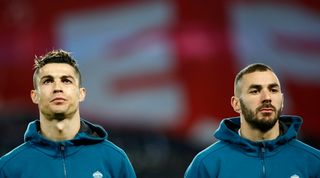 Cristiano Ronaldo and Karim Benzema at Real Madrid in 2018.