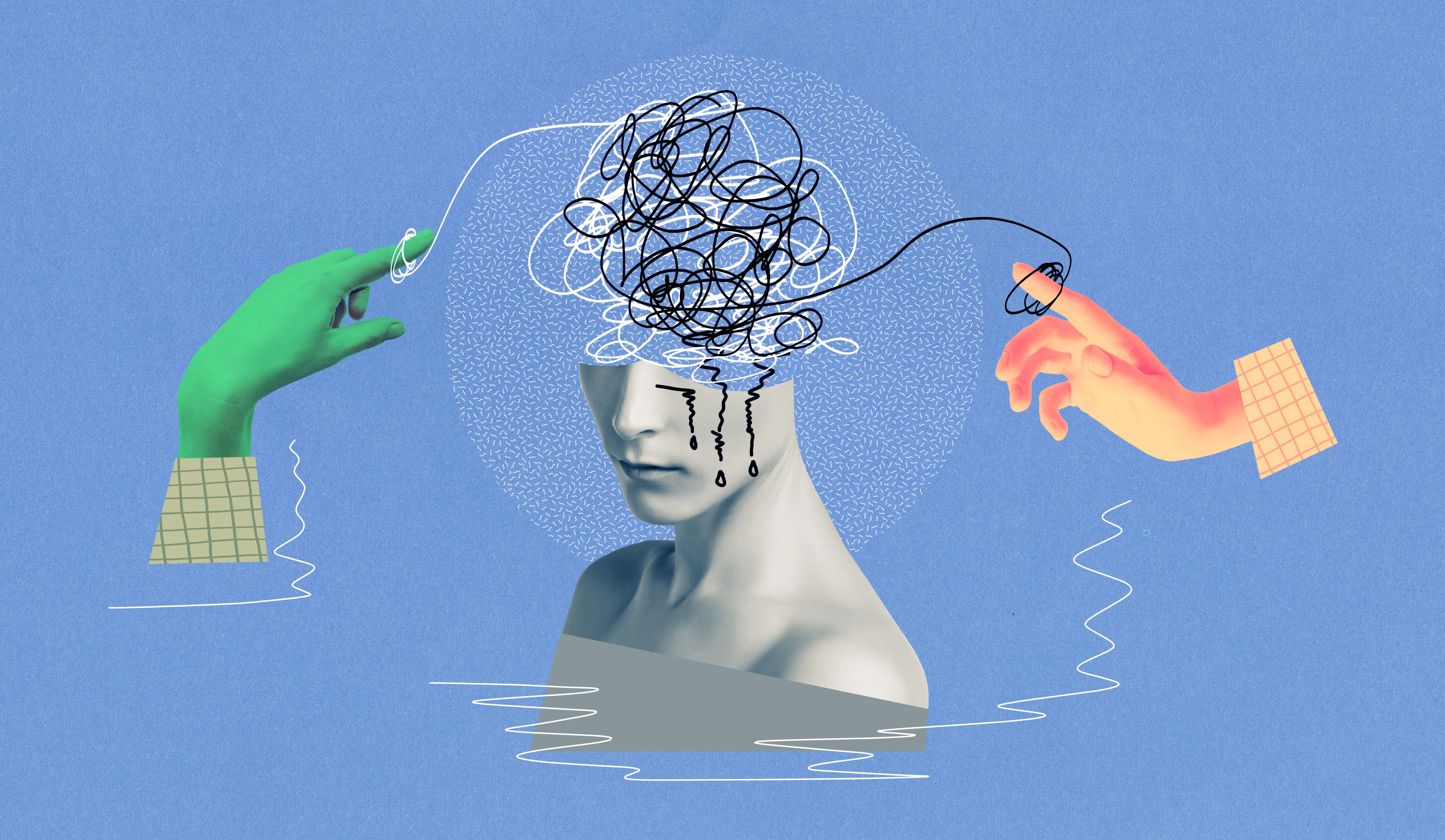 illustration depicting memory with a woman crying