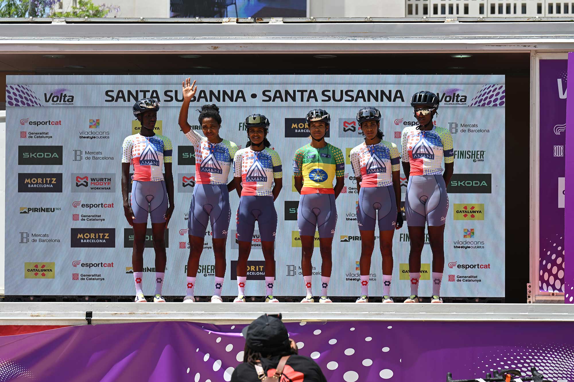 A general view of Team Amani prior to the 5th Volta Ciclista a Catalunya Femenina 2026 (Photo by Szymon Gruchalski/Getty Images)