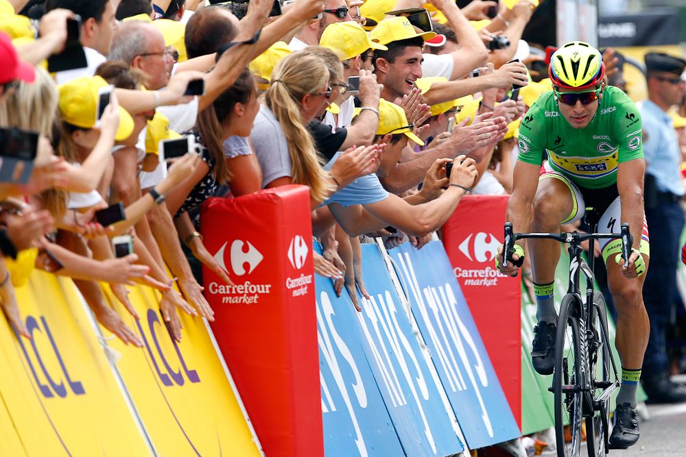 Peter Sagan approaches the finish during stage 15.